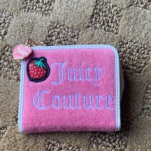 Juicy Couture Pink Wallet with Strawberry Embroidery